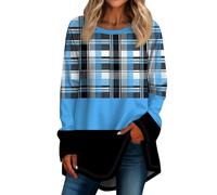 RMBLYfeiye Angebote des Tages Heute Damen Poloshirt Damen T-Shirt Damen Sommer Opus Bluse Damen Long Sleeve Gestreifter Druck Oversized Sweatshirt Rundhals Pulli Casual Laufshirt Combat Shirt XXL