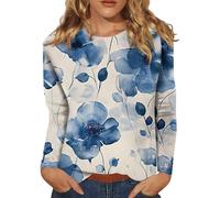 RMBLYfeiye Angebote des Tages Heute Sport Tshirt Damen Damen Tunika Damen Hemd Rundhals Long Sleeve Oversized Sweatshirt Blumen Bedruckt Laufshirt Locker Langarmshirt Dirndlbluse Schwarz L