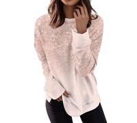 RMBLYfeiye Angebote des Tages Heute Tops Für Damen Shirt Damen Sommer Weiße Bluse Musterdruck Rundhals Sweatshirt Langarm Longshirt Leichte Laufshirt Frauen Sweatshirt Jacke Damen XL