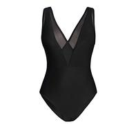 RMBLYfeiye Badeanzug Mit Bügel Badeshorts Damen Swimsuits for Women Badeanzug Damen Push Up V-Ausschnitt Einfarbiges Mesh Badeanzug Bauchweg Bikini Einteiler Bademode Micro Bikini (Schwarz, L)