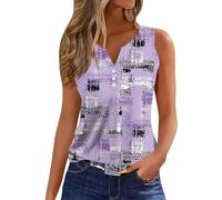 RMBLYfeiye Bundeswehr T-Shirt Weisses T Shirt Damen Weiß V-Ausschnitt Ärmellos Henley Tops Blumen Bedruckt Trägershirt Casual Achselshirts Sweatshirt