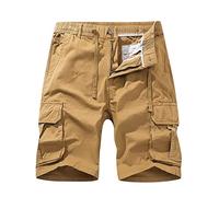 RMBLYfeiye Cargo Shorts Herren Einfarbig Elastische Taille Kordelzug Kurze Hosen Mit Taschen Lockere Passform Sport Shorts Kurze Jogginghose Trainingsshorts Taktische Shorts Chino Shorts Laufshorts