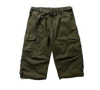 RMBLYfeiye Cargo Shorts Herren Elastische Taille Einfarbig Chino Shorts Mit Gürtel Regular Fit Kurze Hosen Mit Taschen Klassischer Outdoor Shorts Basic Sommer Shorts Bermuda Shorts Freizeithose
