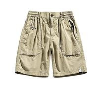 RMBLYfeiye Cargo Shorts Herren Tunnelzug Einfarbiges Kurze Hosen Mit Reißverschluss Taschen Regular Fit Laufshorts Elastische Taille Kurze Jogginghose Klassischer Passform Sommer Shorts Freizeithose