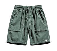 RMBLYfeiye Cargo Shorts Herren Tunnelzug Einfarbiges Kurze Hosen Mit Reißverschluss Taschen Regular Fit Laufshorts Elastische Taille Kurze Jogginghose Klassischer Passform Sommer Shorts Freizeithose