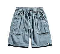 RMBLYfeiye Cargo Shorts Herren Tunnelzug Einfarbiges Kurze Hosen Mit Reißverschluss Taschen Regular Fit Laufshorts Elastische Taille Kurze Jogginghose Klassischer Passform Sommer Shorts Freizeithose