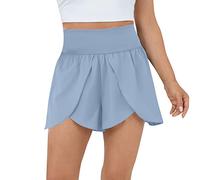 RMBLYfeiye Cargohose Damen Baggy Stretch Hose Damen Hosen Damen Jeans Paperbag Waist Einfarbiges Yoga Shorts Stretch High Waist Bauchweg Hose Damenhosen (Blau, 3XL)