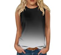 RMBLYfeiye Chiffon Top Damen Spaghettiträger Sport Rundhals Farbverlauf Trägershirt Stretch Ärmellos Tanktops Frauen Long Tops Für