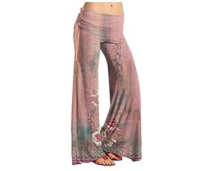 RMBLYfeiye Damen Hosen Elegant Damenhose Schwarz Elegant Jeggings Damen High Waist Retro Geblümt Bedruckt Palazzo Hose Elastische Taille Yoga Hose Stretch Freizeithose Weiße Hose Damen (Rosa, XXL)