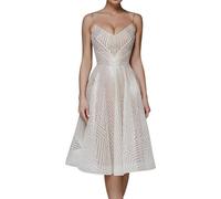 RMBLYfeiye Damen Kleider Elegant Hochzeitsgast Business Kleid Tief V-Ausschnitt Spaghetti Brautjungfernkleid Rückenfreie Ballkleider Langes