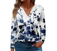 RMBLYfeiye Damen Sport Shirts Für Shirt Mit Gummizug Am Saum Opus Bluse V-Ausschnitt Einfarbiges Longshirt Elegant Sportshirt Herbst Oberteile Damenblusen L