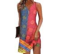 RMBLYfeiye Damenkleider Festlich Kleid Für Hochzeit Damen Abendkleider Lang Blumen Bedruckt V-Ausschnitt Ärmelloser Shirtkleid Leichte Strandkleid Locker Abiballkleid Casual Sommerkleid Bodycon Dress