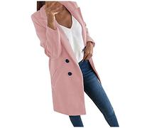 RMBLYfeiye Elegante Hose Damen Grosse Groessen Mantel Herbst Sweatjacke Lang Blaue Strickjacke Damenrevers Zweireiher Einfarbig Longblazer Elegant Blazer Leichte Festlich Blazerjacke Rosa S