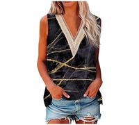 RMBLYfeiye Glitzer Oberteile Damen V-Ausschnitt Tie Dye Tank Top Sommer Oberteile Tunika Oversize Shirt Ärmellos Pailletten Patchwork Party Tops Elegant Boho Top