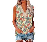 RMBLYfeiye Glitzer Oberteile Damen V-Ausschnitt Tie Dye Tank Top Sommer Oberteile Tunika Oversize Shirt Ärmellos Pailletten Patchwork Party Tops Elegant Boho Top