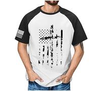 RMBLYfeiye Henley Shirt Herren Langarm Weißes Hemd Herren Kurzarm Polo Tshirt Rundhals Usa Flaggen Drucken Raglanärmel Muskelshirts Slim Fit Sport Shirt 4Th of July T Shirt Polohemden (Weiß, 4XL)