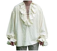 RMBLYfeiye Herren Freizeit Gotisch Hemd Renaissance Steampunk Gothic Vintage Rüschenhemd Slim Fit Langarmhemd Große Größen Retro Shirt Bluse Tops