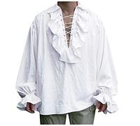 RMBLYfeiye Herren Freizeit Gotisch Hemd Renaissance Steampunk Gothic Vintage Rüschenhemd Slim Fit Langarmhemd Große Größen Retro Shirt Bluse Tops