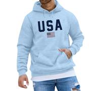 RMBLYfeiye Hoodie Herren Oversize Pullover Winter Jacke Usa Flaggen Druck Kapuzenpullover Männer Kapuzenjacke Mit Taschen Pink Palm Puff