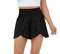 RMBLYfeiye Hose Schwarz Damen Weisse Hosen Damen Jeans Damen Stretch Paperbag Waist Einfarbiges Yoga Shorts Stretch High Waist Bauchweg Hose Jogginghose Damen (Schwarz, L)