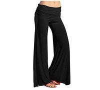 RMBLYfeiye Hosen Damen Elegant Weiße Hose Damen Damen Hose Schwarz Paperbag Waist Einfarbiges Palazzo Hose Elastische Taille Yoga Hose Stretch Freizeithose Arbeitslatzhose Damen (Schwarz, S)