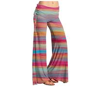 RMBLYfeiye Hosen Damen High Waist Damen Hosen Stretch Wanderhose Damen Zip Off Paperbag Waist Gestreifter Druck Palazzo Hose Elastische Taille Yoga Hose Stretch Freizeithose Yoga Hose (Rot, S)