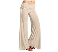 RMBLYfeiye Hosen Für Frauen Cargohose Damen Baggy Hose Damen Elegant Paperbag Waist Einfarbiges Palazzo Hose Elastische Taille Yoga Hose Stretch Freizeithose Outdoorhose Damen (Beige, 3XL)