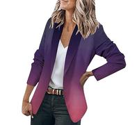 RMBLYfeiye Jeansjacke Damen Oversize Motorrad Jacke Frauen Strickjacke Grobstrick Winter Jackerevers Offener Vorderseite Farbverlauf Business Herbst Cardigan Kurz Damen-Mäntel