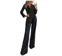 RMBLYfeiye Jumpsuit Damen Elegant Hosenanzug, 2-Teiler, Culotte Einfarbiges V-Ausschnitt Hohe Taille Festlich Hochzeit Hosenanzug Langarm California Romper