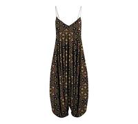 RMBLYfeiye Jumpsuit Damen Lang Rundhals Retro Druck Spaghetti Jumpsuit Weitem Bein Harem Jumpsuit Oversized Overall Ärmellos Racerback Boho Jumosuit Sommer Jumpsuit Overall Stretch Strandjumpsuit