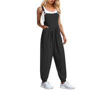 RMBLYfeiye Jumpsuit Damen Sommer Overall Festlich Hochzeit Hosenanzug Elegant Jeans Schwarz, Xl