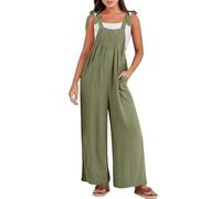 RMBLYfeiye Jumpsuits Für Damen Brautmutter Anzug Walter White Kostüm Einfarbiges Baumwoll Leinen Jumpsuit Mit Taschen Ärmelloser Spaghetti Overall Roter