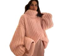 RMBLYfeiye Kapuzenpullover Für Damen Übergroßer Hoodie Pullover Schwarz Rollkragen Einfarbiges Oversize Kuschelpullover Warm Business Long Sleeve Pulli