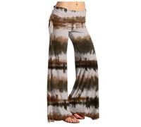 RMBLYfeiye Kurze Hose Damen Plissee Hose Damen Jeans Damen High Waist Paperbag Waist Retro Musterdruck Palazzo Hose Elastische Taille Yoga Hose Stretch Freizeithose Haremshose (Braun, M)