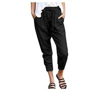 RMBLYfeiye Lässige Hose Damen Damen Hosen Stretch Jeans Damen Stretch High Waist Einfarbig 7/8 Hosen Mit Taschen Straight Leg Schlupfhose Tunnelzug Chino Hose Damen Jogginghose
