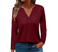 RMBLYfeiye Langarmshirt Herren T-Shirt Damen Oversize Oberteile Sexy V-Ausschnitt Einfarbiges Longshirt Elegant Sportshirt Herbst Bedrucken XXL