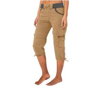 RMBLYfeiye Leichte Sommerhose, Damen Musselin Hose Wide Leg Elastische Taille Stretch 3/4 High Waist Einfarbiges Dreiviertel Cargo