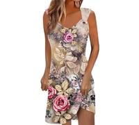 RMBLYfeiye Leinenkleid Damen Sommer Kleider Hochzeit Gast 5Er Jahre Sommerkleider Knielang Weiße Abendkleid Lang
