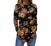 RMBLYfeiye Meine Bestellung Anzeigen Blusenshirt Damen Glitzer Oberteile Damen T-Shirt Mädchen Rundhals Long Sleeve Oversized Sweatshirt Blumen Bedruckt Oberteile Leichte T Shirts Damen S
