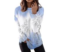 RMBLYfeiye Meine Bestellung Anzeigen Langarmshirt Damen Oberteile Damen Sexy Damen Oberteile Sexy Musterdruck Rundhals Sweatshirt Langarm Longshirt Leichte Laufshirt Frauen Damenblusen 4XL