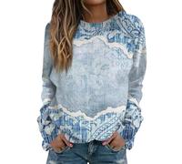 RMBLYfeiye Meine Bestellung Anzeigen Merino Shirt Damen Hemdbluse Damen T-Shirt Mädchen Rundhals Long Sleeve Oversized Sweatshirt Blumen Bedruckt Pulli Leichte Schwarzes Tshirt Damen XL