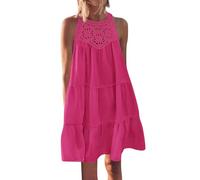 RMBLYfeiye Meine Bestellungen Anzeigen Abendkleid Damen Stola Für Abendkleid Kleider Damen Sommer Elegant Neckholder Stickerei Spitzenkleid Ärmellos Blusenkleid Jeanskleid (Hot Pink, M