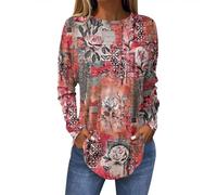RMBLYfeiye Meine Bestellungen Anzeigen Blusenshirt Damen Glitzer Oberteile Damen Tactical Shirt Blumen Bedruckt Rundhals Oversized Sweatshirt Long Sleeve Sweatshirt Basic Laufshirt Gym Shirt 3XL