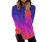 RMBLYfeiye Meine Bestellungen Anzeigen Damen Tshirt Chiffon Bluse Damen Tactical Shirt Rundhals Langarm Sweatshirt Musterdruck Sportshirt Basic Sweatshirt Herbst Laufshirt Damen XXL