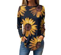 RMBLYfeiye Meine Bestellungen Blusen Damen Shirts Damen Shirt Weiß Damen Rundhals Long Sleeve Oversized Sweatshirt Geometrischer Bedruckt Sweatshirt Shirt Damen Langarm S