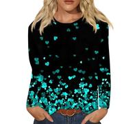RMBLYfeiye Meine Bestellungen Damen Oberteile Shirt 3/4 Arm Damen Shirt Weiß Damen Rundhals Blumen Bedruckt Oversized Sweatshirt Long Sleeve Langarmshirt Damen Sweatshirt M