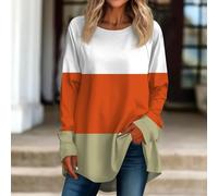 RMBLYfeiye Meine Bestellungen Oversize Shirt Damen Shirt Damen Elegant Schwarze Bluse Damen Long Sleeve Gestreifter Druck Oversized Sweatshirt Rundhals Pulli Casual Laufshirt Poloshirt XL