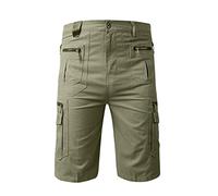 RMBLYfeiye Militär Shorts Herren Einfarbiges Elastische Taille 7/8 Hosen Mit 6 Taschen Lockere Passform Outdoor Shorts Kurze Jogginghose Trainingsshorts Taktische Shorts