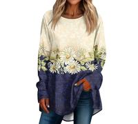 RMBLYfeiye Outlet Angebote Damen Sweatshirt Longshirt Damen Lässig Für Leggings Eterna Hemden Comfort Fit Langarmshirt Für Damen Langarmshirt Damen Schwarz Yoga Shirt Damen L