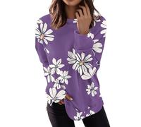 RMBLYfeiye Oversize Shirt Damen Musterdruck Rundhals Sweatshirt Langarm Longshirt Leichte Laufshirt Frauen Pullover Bequemer Sportshirt Casual Langarmshirt Basic Oberteile Herbst Pulli